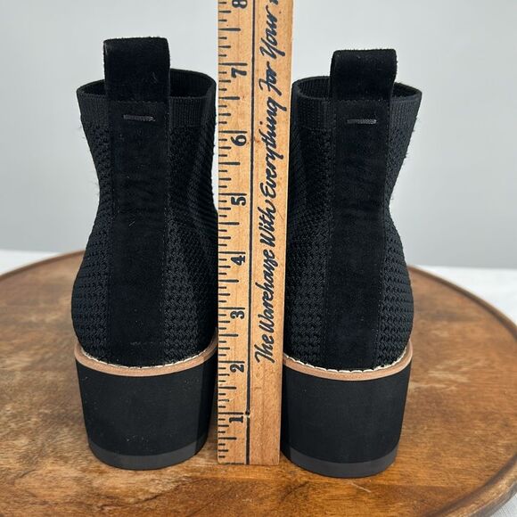 Eileen Fisher Boots Wm 6.5 M Black Knit Sock Wedge Ankle Bootie London Stretch - Picture 5 of 11